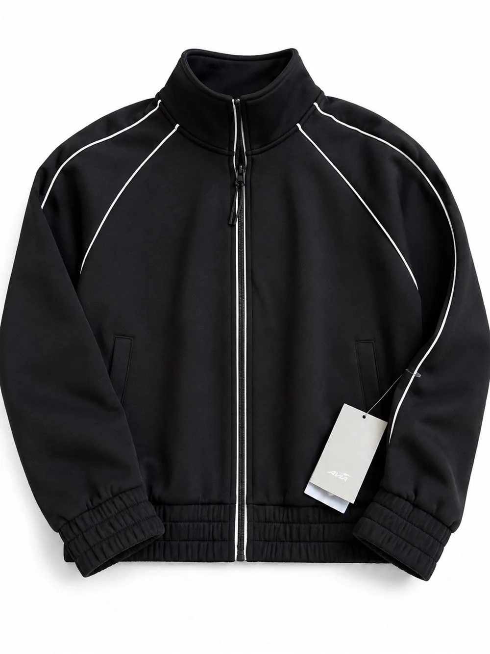 Avia Women’s Scuba Knit Full Zip Track Jacket NWT | Black & White | XXXL